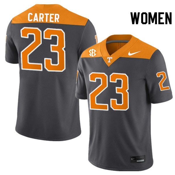 Women #23 Boo Carter Tennessee Volunteers College Football Jerseys Stitched-Anthracite